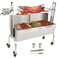 VEVOR Stainless Steel Rotisserie Grill with Windscreen,BBQ Whole Pig Lamb Goat Charcoal Spit Grill,Electric 50W Motor BBQ Hog Rotisserie Roaster,46 Inch 132 Lbs Capacity Lamb Rotisserie System,Silver