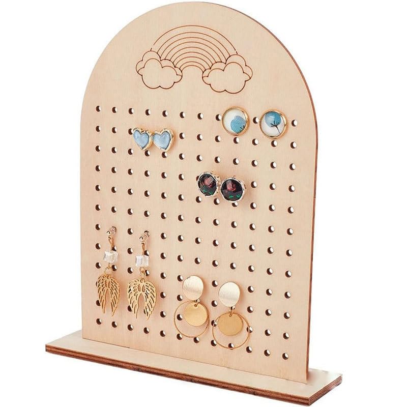 Soporte organizador de aretes de madera con 144 agujeros, soporte de exhibición de joyas, soporte de exhibición de pendientes, soporte de exhibición de aretes, para vender collares y aretes