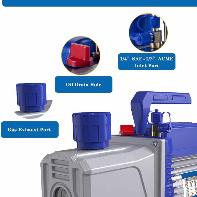 Zweistufige Drehschieber-Vakuumpumpe, 5 l/s, 750 W, 0,2 Pa Vakuum, HVAC AC Reparatur-Vakuumpumpe for Entgasung und Laborgebrauch