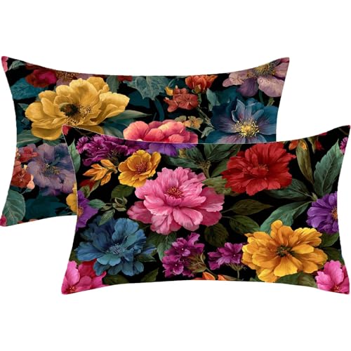 Cuscini per Divano Esterno Giardino Colorato Cuscino 80x100 Set di 2 Pianta Cuscini Decorativi Moderno Rettangolo Velluto Copricuscini per Giardino Balcone Decorazioni Autunnali,Regalo Donna,J109