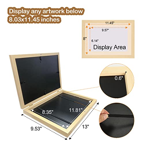 UBeesize 9.5x13 Kids Art Frame - A4 Artwork Display Kids Art Frames Front Opening Holds 50 - Changeable Picture Display 8.5x11 Without Mat and 6.1x9.6 With Mat -Storage Frames with Easel Back(Wood) by UBeesize - Image 7
