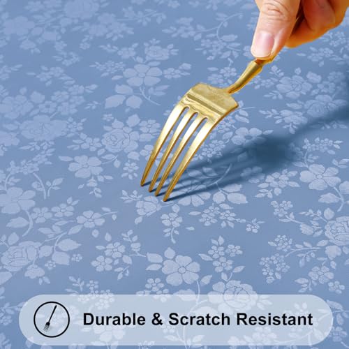 Image of Smiry Rectangle Table Cloth, Waterproof Heavy Duty Vinyl Tablecloths, Wipeable Washable Table Cover for Kitchen, Dining Room (Haze Blue, 60 inch X 102 inch)