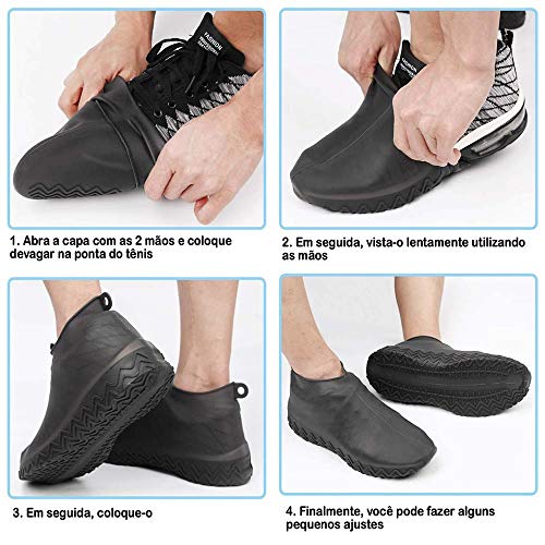 Capa de Chuva Tenis Calçado de Silicone Preto M CBRN11568