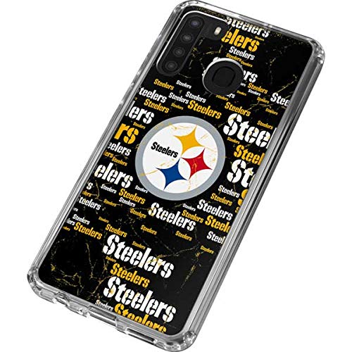 Skinit Clear Phone Case Compatible with Galaxy A21 - Officially Licensed NFL Pittsburgh Steelers Black Blast Design
