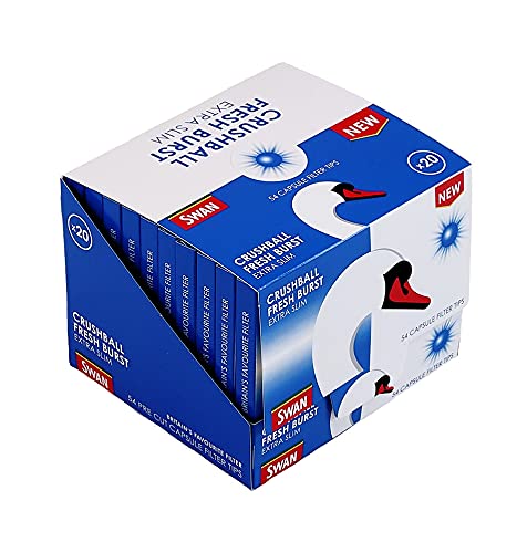 SWAN Crushball Fresh Burst Extra Slim Peppermint Flavoured Filter 6mm 54 Filters Per Pack 2 Boxes (40 Packs)