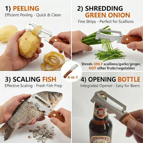 2PCS Multifunctional Julienne Vegetable Peeler, Thin Slicer & Bottle Opener - image 3