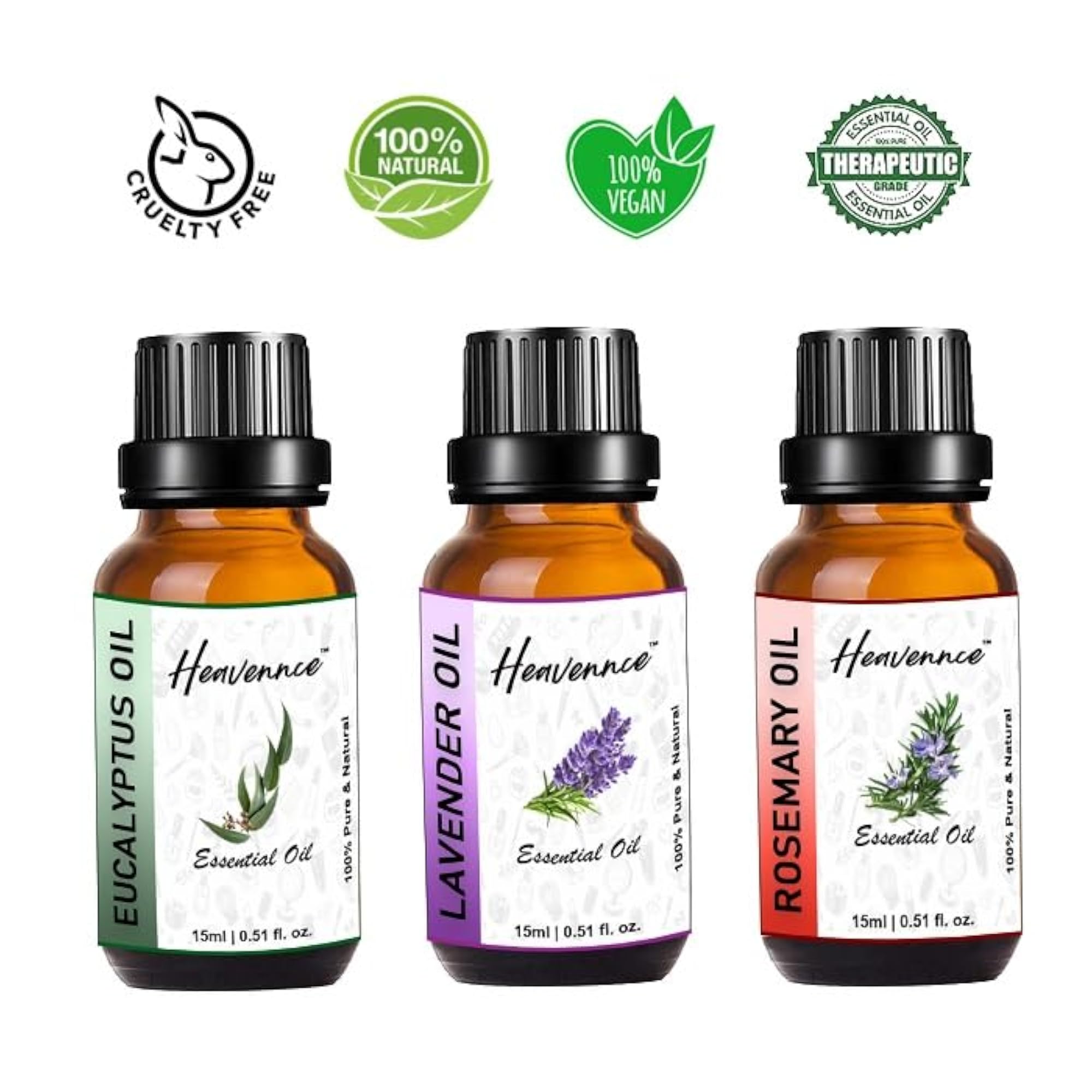 Eucalyptus, Lavender, Rosemary Essential Oil Set, Aromatherapy Gift
