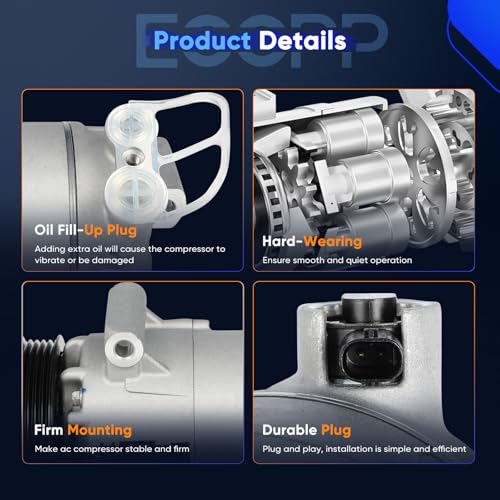 Image of ECCPP AC Compressor with Clutch for Chevrolet Equinox L4 1.5L 2018-2024 | Fit for Buick Envision for GMC Terrain 2.0L 2016-2021 Fast Cooling Air Conditioning Compressor