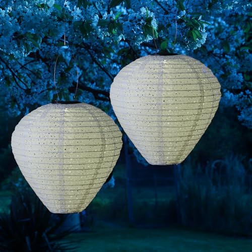 LED Solar Lampion Blumenmuster Party Balkon Terrasse Gartenlampion (2...