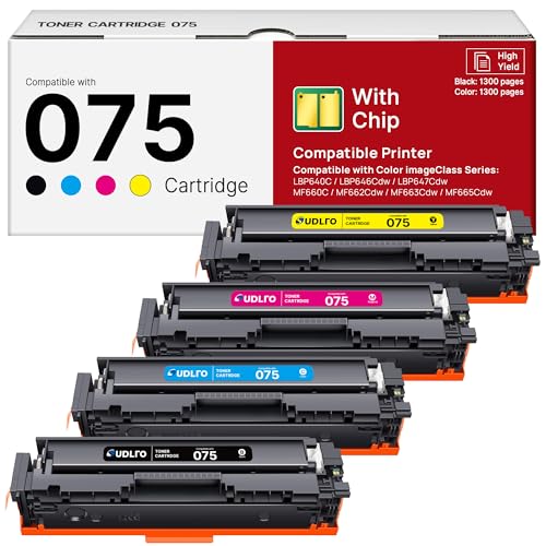 Image of 075 Toner Cartridge Set - MF665Cdw LBP646cdw Replacement for Canon 075 Toner Cartridge Set 075H Toner for Color imageCLASS MF665Cdw MF663Cdw MF665Cdw MF660C LBP646Cdw LBP647Cdw, 4 Pack with Chip