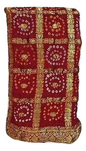 PK HUB Women's Jaipuri Rajasthani Art Silk Bandhani Banarasi Gharchola Saree – Traditional Bandhej Saree with Zari Border