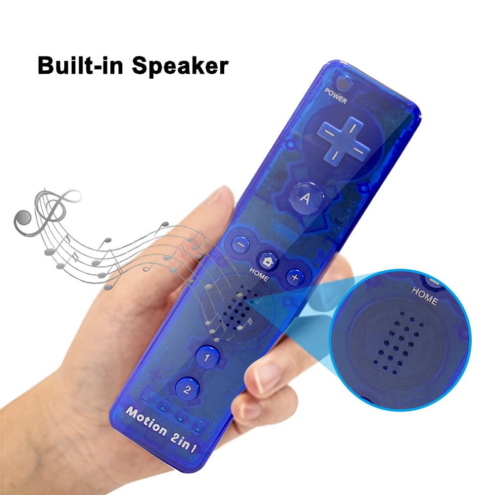 SONVIEE Manette de Wii Remote Controller avec Motion Plus et Nunchuck Contrôleur Joystick Télécommande de Remplacement pour Wii avec étui en Silicone et Dragonne (Rouge&Bleu)