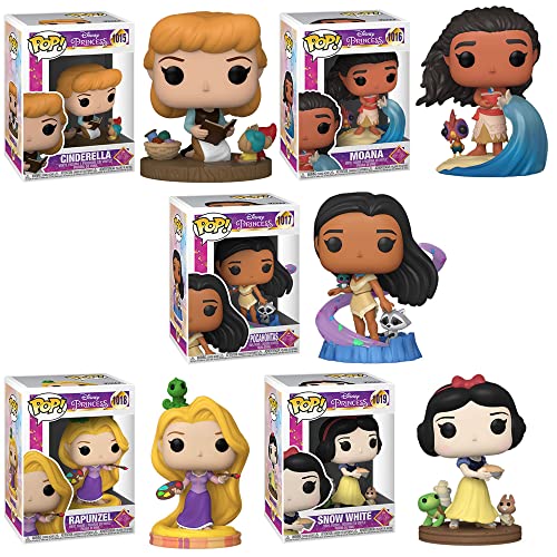 Funko Pop! Ultimate Princesses - Juego de 5 - Cenicienta, Moana, Pocahontas, Rapunzel y Blancanieves