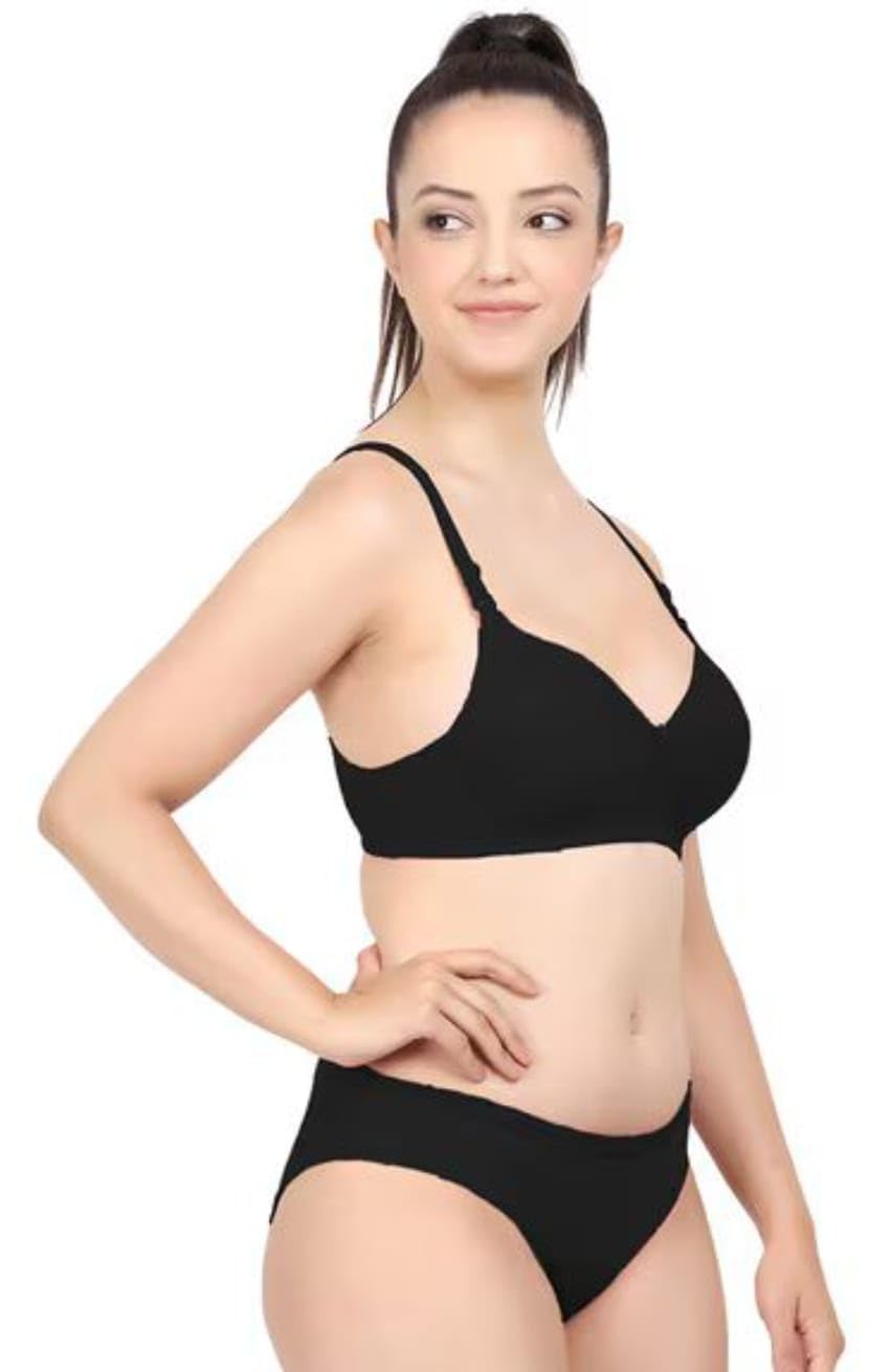 StyleScript Creation Women's Black Lingerie Set, Bra and Panty Set, Comfortable Intimate Wear-picture-49