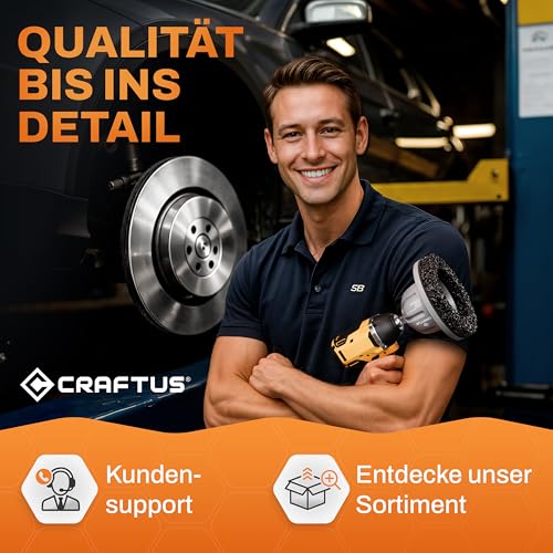CRAFTUS® Radnabenschleifer Auto mit Adapter für Akkuschrauber | Nabenreiniger Auto für Schlagschrauber inkl. Schleifscheibe Ø150mm | Nabenschleifer für schnelle Reinigung der Radnabe