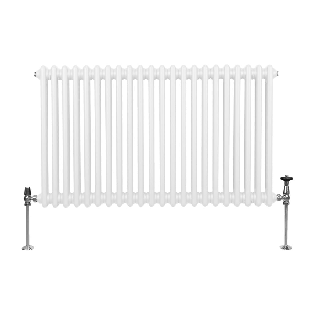 Radiador Tradicional Horizontal de 2 columnas 600mm x 1012mm | Blanco | Acero | Montado en pared | Kit de fijación y soportes + Cepillo de limpieza GRATIS | Calefacción estufa calefactor