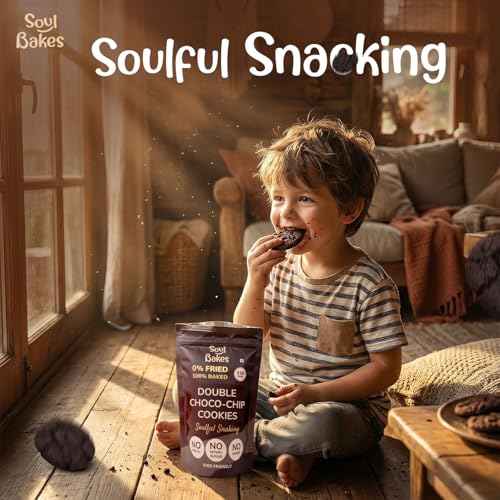 Image of Soul Bakes Handmade Ragi Chocolate Chip Cookies | 100% Baked & Healthy Snack | Pure Chocolate Flavor | Free from Maida, Palm Oil, Refined Sugar, Colors, Preservatives & Chemicals | 125g Pack