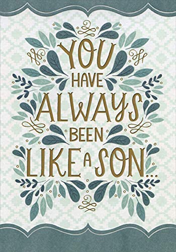 Designer Greetings Blue and Green Leaves with Foil Lettering: Always Been Like a Son Father's Day Card