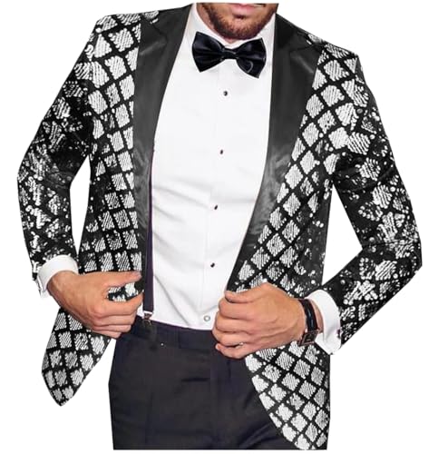 VENNYNG Men's Sparkly Tuxedo Blazer Glitter Suit Jacket Stylish Disco Party Banquet Prom