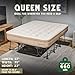 Oaktiv Queen Air Mattress with Frame, Self Inflating/Deflating Bed for Adults - PeakRest Blow Up Bed, Camping Cot with Mattress for Adults - Portable Queen Bed with Travel Rolling Case on Wheels