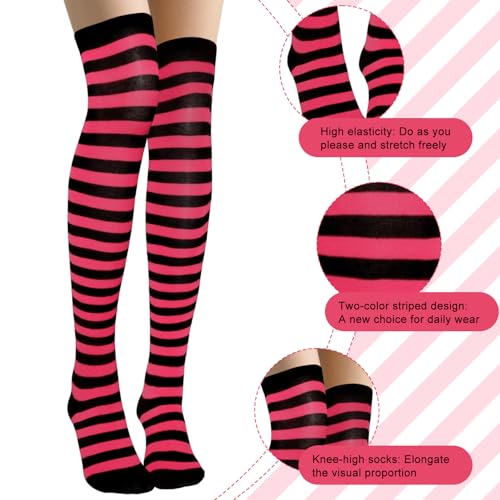 Women Socks Striped Knee High Socks Leg Arm Warmer Fingerless Gloves Set Halloween Cosplay4