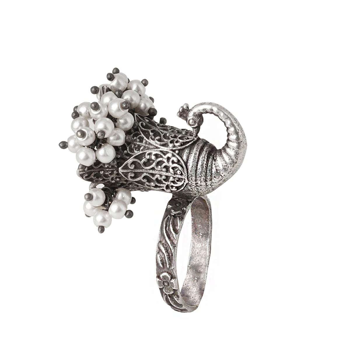 Teejh Advika Dancing Peacock Pearl Ring for Women (B09D779LFY) Amazon Price History, Amazon Price Tracker