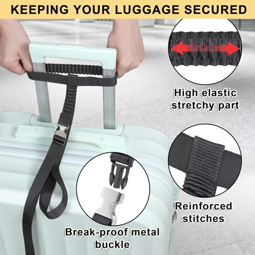 Image of Vigorport Luggage Straps, Metal Luggage Connector Straps for Suitcases, Stretchable Add A Bag Adjustable Attachment Accessories Belts (Black, Small)