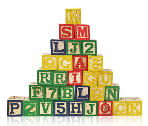 Wooden Alphabet Blocks, Best Wagon Abc Wooden Block Letters Come In A Pull Wagon For Easy Storage And Movement, Most Entertaining Wooden Toy For Toddlers, 30 Pieces Set. #TOP2