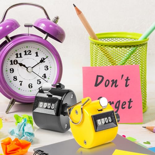 Vegena Handzähler Zähler, 8 Stück Mechanischer Handzähler, 4-Stellige Zähler, Klicker Counter, Klicker Schrittzähler, Farbiger Handzähler Counter für Personenzähler Stricken Schule Training Menschen