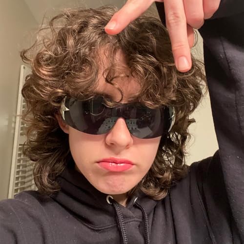 Y2K Sunglasses for Women Men Trendy Shield Wrap Around Sun Glasses Rimless Star Sunglasses Oversized Glasses Shades4