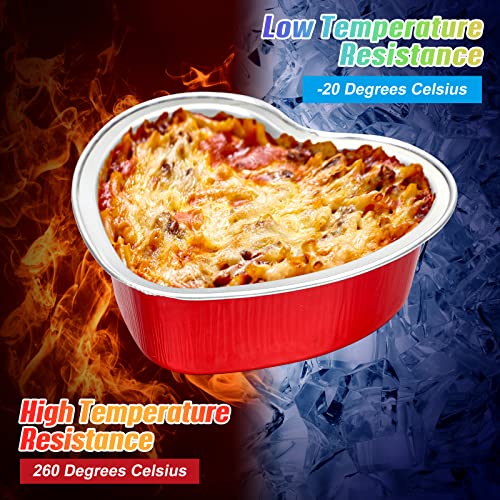 Honeydak Heart Shape Cake Pan Aluminum Foil Mini Cake Cup With Lids 100 Ml/ 3.4 Ounces Disposable Flan Desserts Baking Cups For Valentine's Day Wedding Parties, 3 Colors (200 Sets) #TOP3