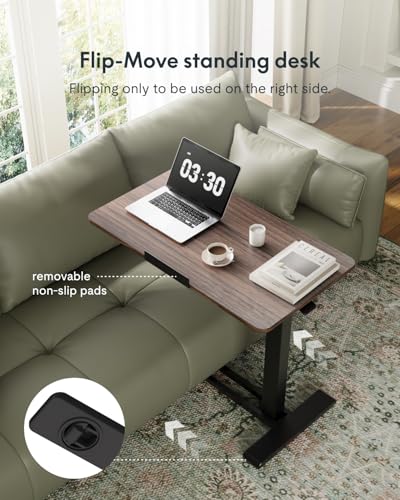 Image of FLEXISPOT H7 PRO Mobile Standing Desk Adjustable Overbed Table Pneumatic with Wheels 90Tiltable Portable Laptop Desk Rolling Computer Cart Foldable Bedside Table(31.5 inch W x 17.7 inch D, Rustic Brown)