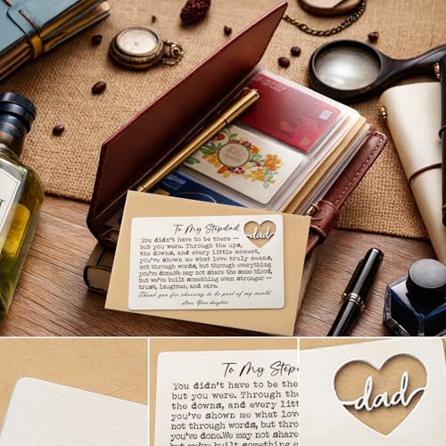 Image of YODOCAMP Stepdad Appreciation Wallet Card, Thank You Gift from Daughter, Encouraging Greeting Card for Stepfather, Family Gratitude Message, Pocket Size Appreciation Card QBK20