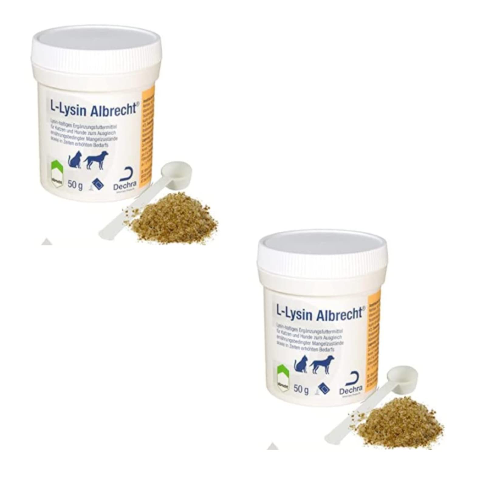 Dechra L-Lysin Albrecht für Hunde & Katzen zur Unterstützung der Augenfunktion - Doppelpack - 2 x 50g
