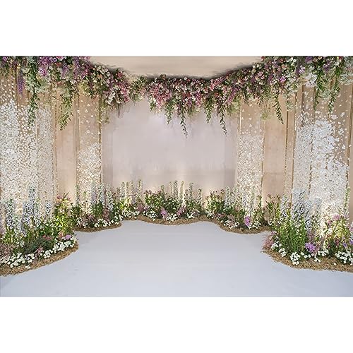 YongFoto 3x2m Vinyle Toile de Fond Mariage Décoration de scène de Mariage avec des Fleurs Fond Décors Studio Photo Video Fete Photobooth Photographie...