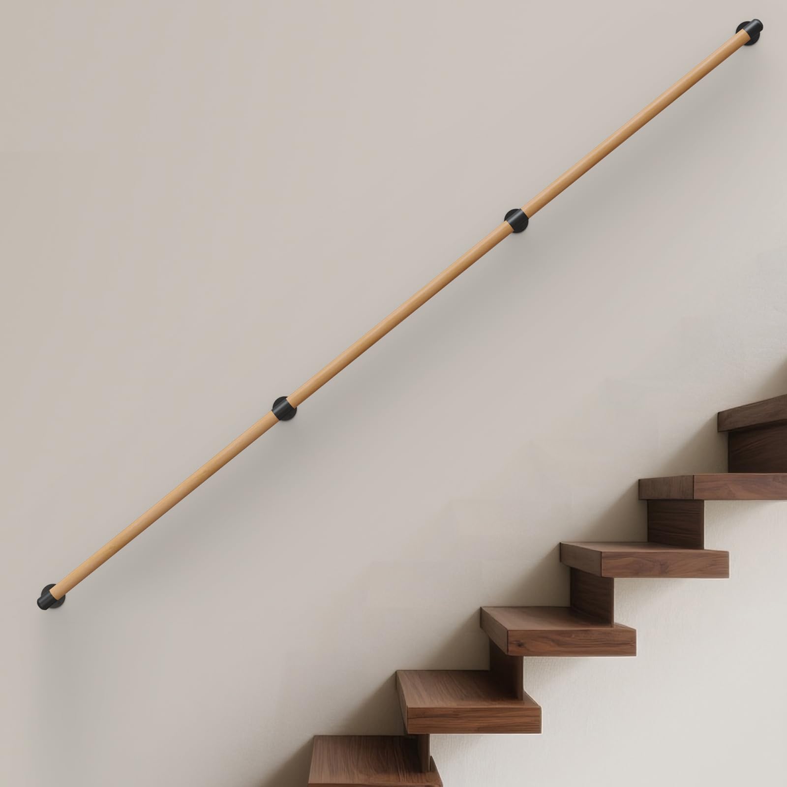 Handlauf Holz,Buche Holz Handlauf Innen Treppengeländer Geländer Treppe Wandhandlauf Wand Treppe seitliche Montage Handläufe Auswahl Länge 30-600 cm (Beech, 90cm)