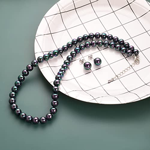 Collar de perlas sintéticas blancas y negras Aleasha para boda 3