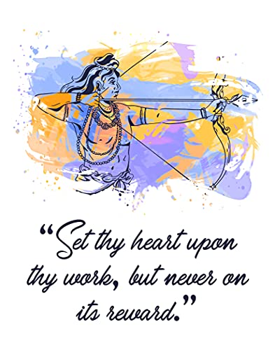 H+CO Inspired Bhagavad Gita Positive Quote, Hindu Religious Wall Art Decor for Home & Office Pray...