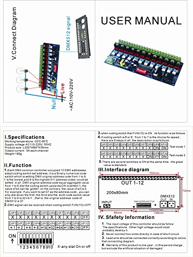 12CH AC Triac DMX Dimmer High Voltage DMX512 Decoder Dimmer AC Triac DMX512 Dimmer AC110-220V