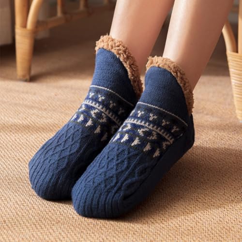 Slipper Socks for Adults Women Men Non Slip Warm House Socks with Grips Winter Thick Fuzzy Cabin Thermal Socks Cozy Gifts for Husband Wife3