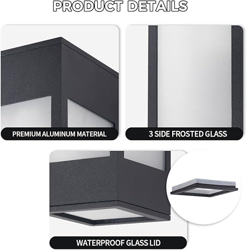 Miniatura 2 de Cerdeco Lámpara de pared para exteriores de 10.75 pulgadas, moderno aplique de pared para exteriores, aplique de aluminio negro para porche,