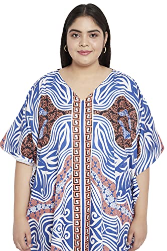 Image of Gypsie Blu Women Plus Size Kaftan Dress Beach Cover Up Maxi Dresses for Women, V-Neck Kimono Sleeve 1X-3X