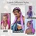 2 Pack 26 Inch Colored Ponytail Braid Hair Extensions - Blue Pink Purple Gradient With Hair Ties - Synthetic Colorful Braiding Extension for Ponytail