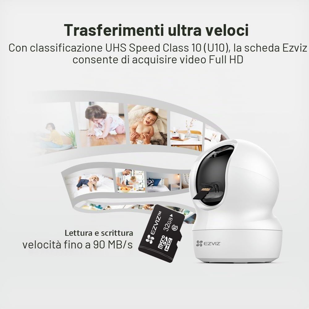 EZVIZ Scheda di memoria Micro SD da 32 GB, classe 10 UHS ad alta velocità per fotocamera, smartphone, computer, macchina fotografica, monitoraggio, tachigrafo, tavolo