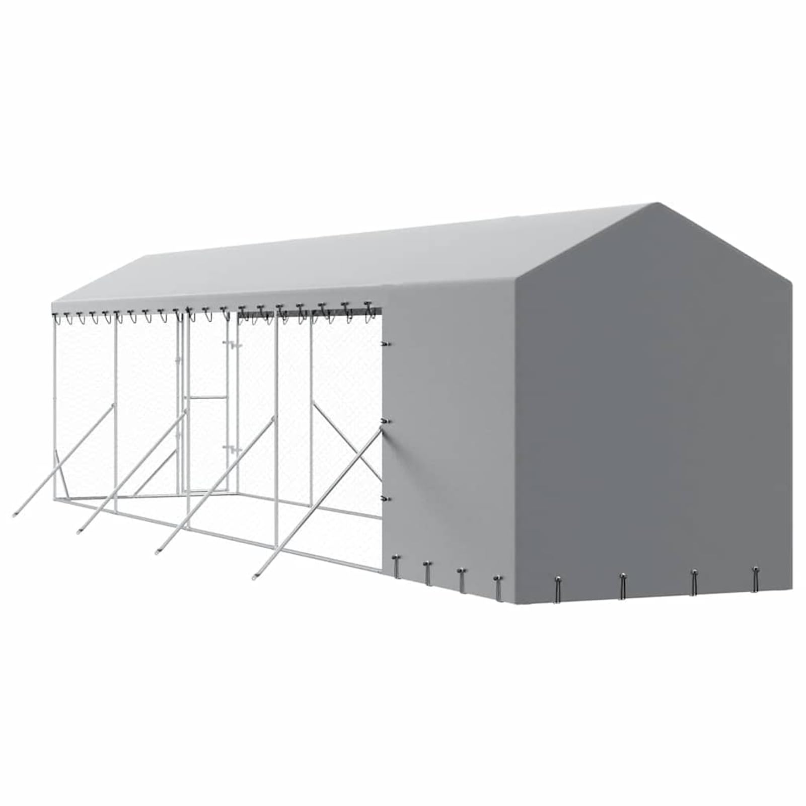 Hundezwinger 2x10x2,5m Verzinkt mit Dach | Robuster Stahl, UV-beständiges PE-Dach, abschließbare Tür, wetterfest, für Hunde & Kleintiere