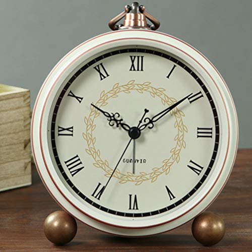 Relógio de mesa vintage IMIKEYA, relógio de mesa de metal, silencioso, sem tique-taque, decoração de