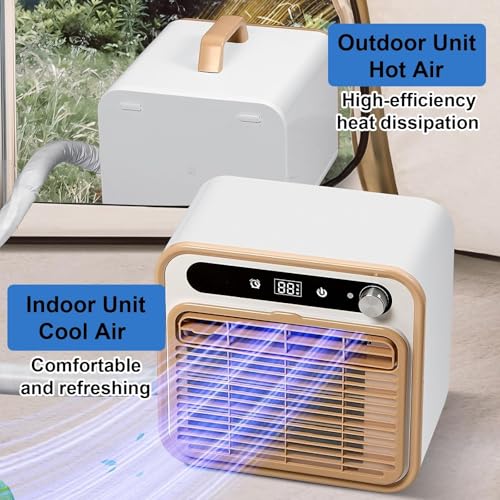 Klimatyzator Split 1500 W, cichy, z pilotem zdalnego sterowania Wi-Fi, timer, przenośny, bez węża, do sypialni, kampera, do kampera, lekki, 13 kg chłodzenia
