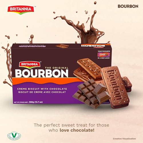 Image of Britannia The Original Bourbon Chocolate Creme Biscuits, Classic Chocolate Sandwich Cookies, 390g (13.7 oz)