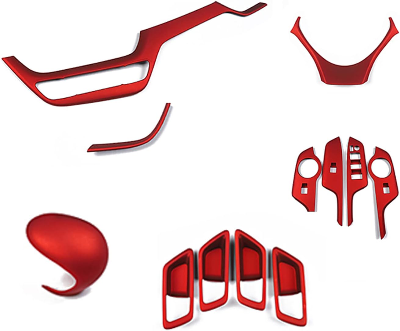 ITrims Car Accessories for Toyota C-HR 2016-2021 Interior Car Door Handles Cover Center Console Gear Shift Panel Sticker Decoration 13PCS ABS Matte Red