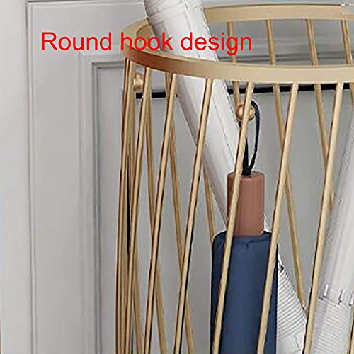Soporte de paraguas de oro con ganchos, estante redondo decorativo de gama alta para oficinas 3
